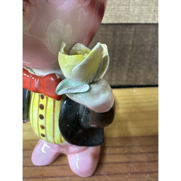 Rare Pink Cat In Top Hat Vase 7” - Picture 3 of 8